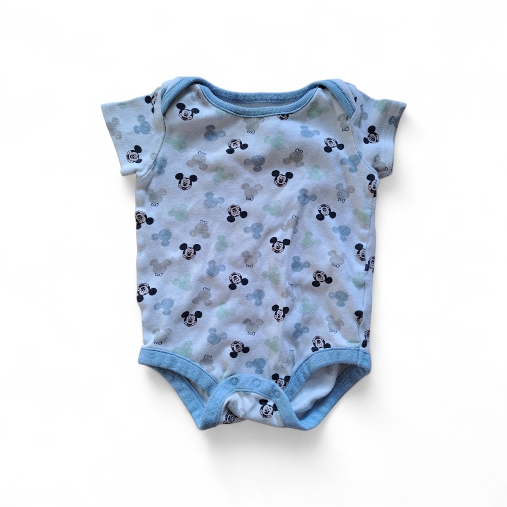 3/20$ Disney Baby Mickey Mouse Bodysuit Onesie White Short Sleeve 3–6 Months